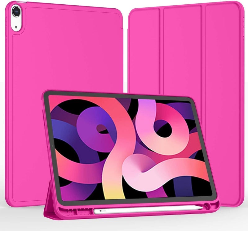 iMieet iPad Air 11 Inch Case M3(2025) / M2 (2024), iPad Air 5th/4th Generation Case 2022/2020 10.9 Inch with Pencil Holder,Trifold Stand Smart Case with Soft TPU Back(New Rose Red) - Image 2