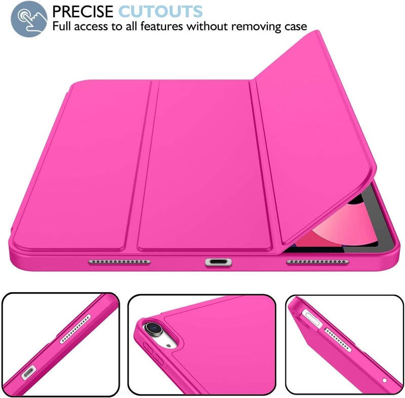 iMieet iPad Air 11 Inch Case M3(2025) / M2 (2024), iPad Air 5th/4th Generation Case 2022/2020 10.9 Inch with Pencil Holder,Trifold Stand Smart Case with Soft TPU Back(New Rose Red) - Image 5