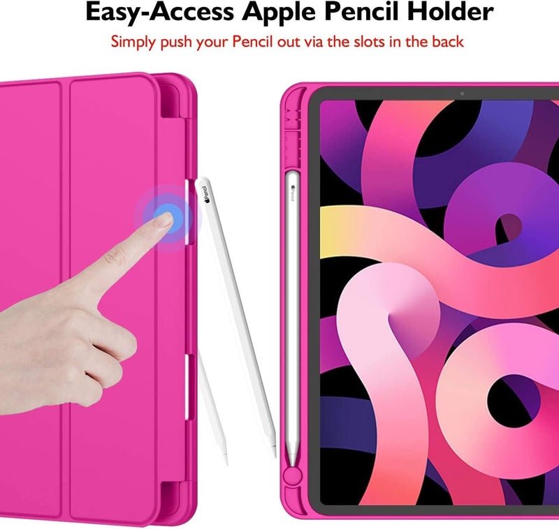 iMieet iPad Air 11 Inch Case M3(2025) / M2 (2024), iPad Air 5th/4th Generation Case 2022/2020 10.9 Inch with Pencil Holder,Trifold Stand Smart Case with Soft TPU Back(New Rose Red) - Image 4