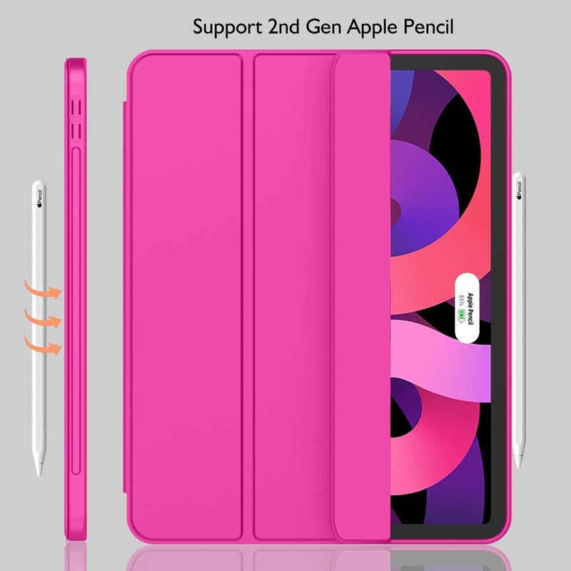 iMieet iPad Air 11 Inch Case M3(2025) / M2 (2024), iPad Air 5th/4th Generation Case 2022/2020 10.9 Inch with Pencil Holder,Trifold Stand Smart Case with Soft TPU Back(New Rose Red) - Image 3