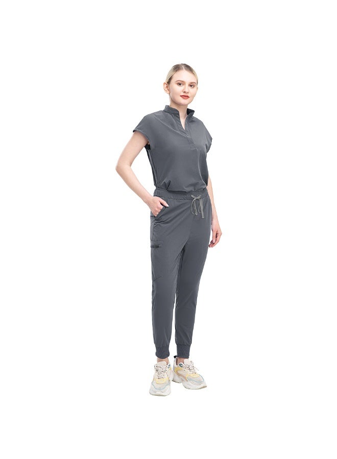 NIBEMINENT Women Scrub Set Surgical Nursing Hospital Uniform Medical Uniforms  Short Sleeve Workwear Clinic Nurse Scrub - Image 1