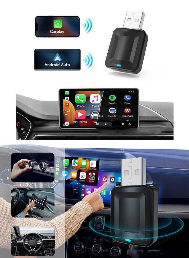 DUNISO 2 in 1 Car Wireless Streaming Box Upgraded Wireless Carplay Auto Adapter Mini Stable Car Streaming Device Ai Box Plug and Play Setup Converts Wired CarPlay to Wireless for Car Fit Apple Android Phones - Image 2