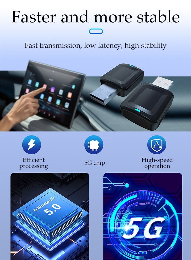 DUNISO 2 in 1 Car Wireless Streaming Box Upgraded Wireless Carplay Auto Adapter Mini Stable Car Streaming Device Ai Box Plug and Play Setup Converts Wired CarPlay to Wireless for Car Fit Apple Android Phones - Image 5