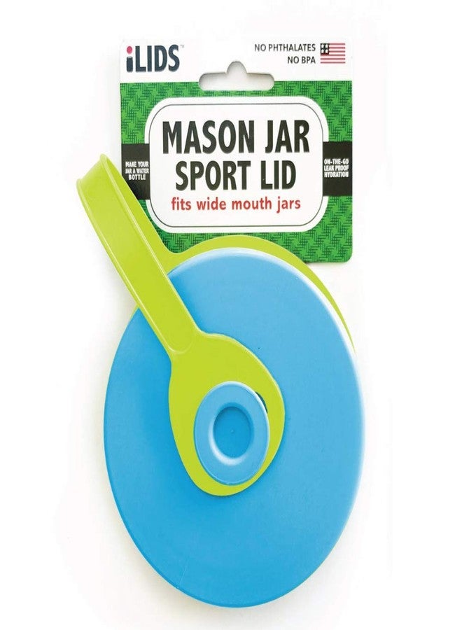 iLIDS Mason Jar Sport Lid, Wide Mouth, Sky Blue, Pack of 2 - Image 1