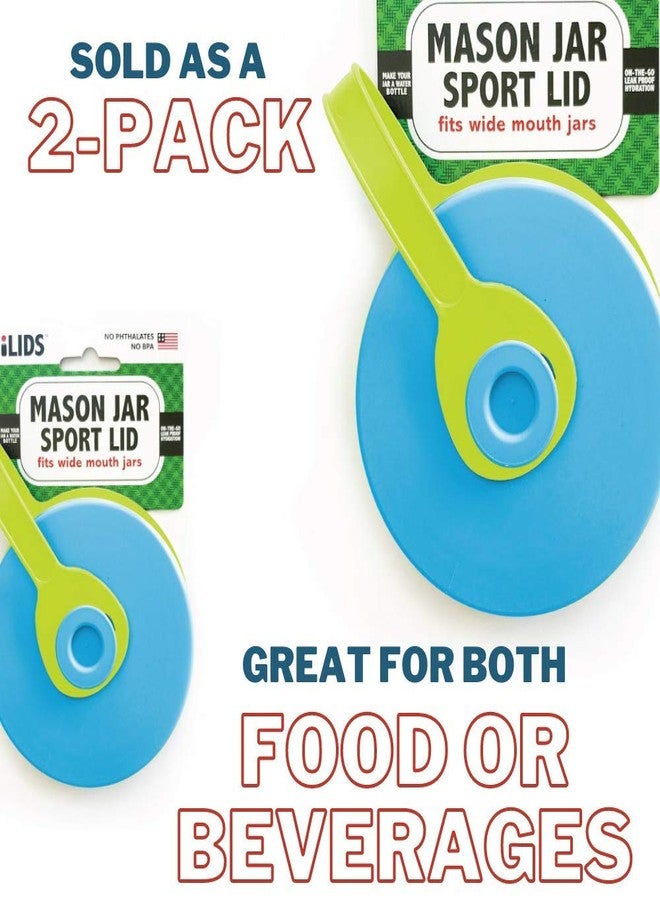 iLIDS Mason Jar Sport Lid, Wide Mouth, Sky Blue, Pack of 2 - Image 3