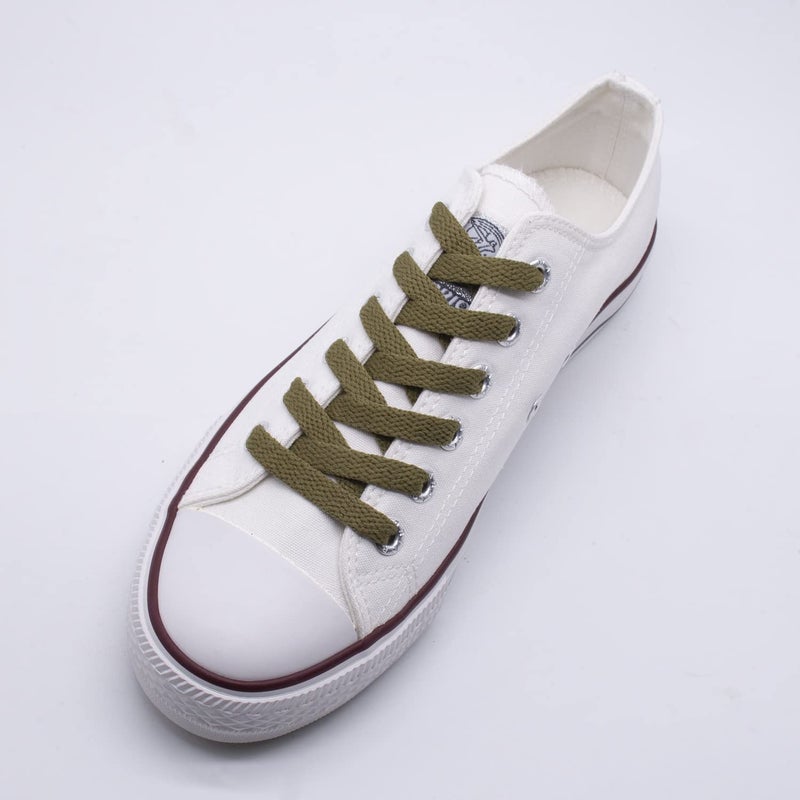 Handshop Flat Shoelaces 5/16" - Shoe Laces Replacements For Sneakers and Athletic Shoes Boots Army Green 36 inch (91cm) - Image 2