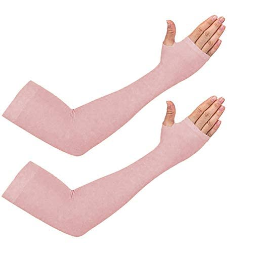 ZaySoo Cotton Blend Women's Uv Protection Gloves for Bike Riding Long Hand Full Finger Soft Breathable Arm Sleeve - Pink - Free Size - Image 1