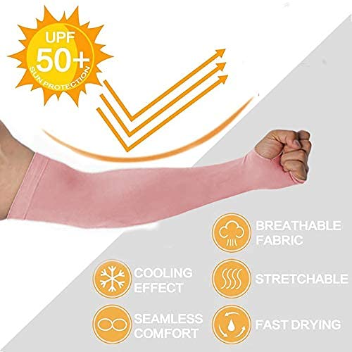 ZaySoo Cotton Blend Women's Uv Protection Gloves for Bike Riding Long Hand Full Finger Soft Breathable Arm Sleeve - Pink - Free Size - Image 3