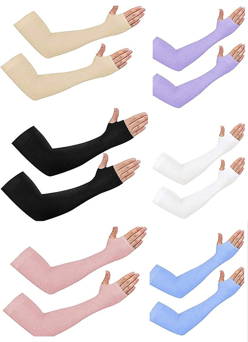 ZaySoo Cotton Blend Women's Uv Protection Gloves for Bike Riding Long Hand Full Finger Soft Breathable Arm Sleeve - Pink - Free Size - Image 5