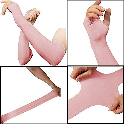 ZaySoo Cotton Blend Women's Uv Protection Gloves for Bike Riding Long Hand Full Finger Soft Breathable Arm Sleeve - Pink - Free Size - Image 4