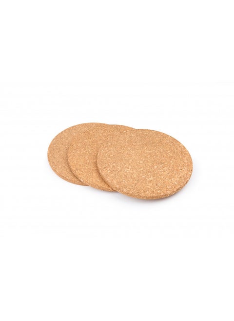 Fox Run Round Cork Trivets Dishes, Pots, Pans and Plants, 7.25" Diameter x 0.5" Thick, Set of 3 Hot Pads,4440