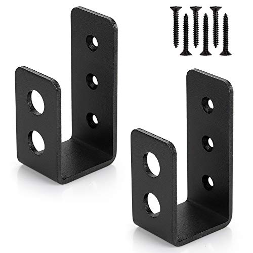 Sihnman 2x4 (1.5x3.5 inch) Door Barricade Brackets (2 pcs) | Drop Open Bar Holder Steel U Bracket for 2 by 4 Lumber as Security Door Reinforcement, Door Jammer, Tool Hanger for Home, Barn, Shed, Garage, Gate - Image 1