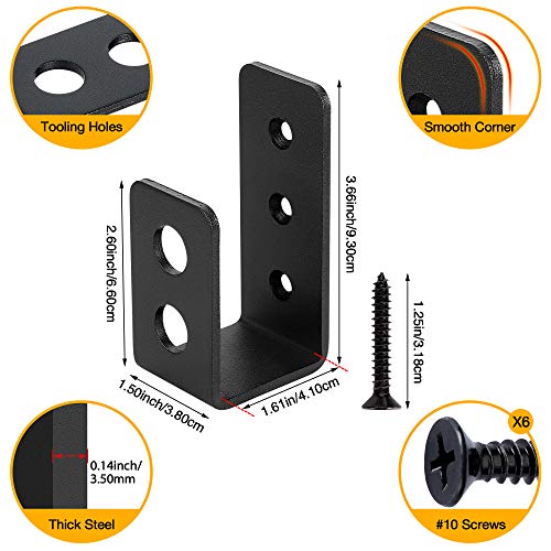 Sihnman 2x4 (1.5x3.5 inch) Door Barricade Brackets (2 pcs) | Drop Open Bar Holder Steel U Bracket for 2 by 4 Lumber as Security Door Reinforcement, Door Jammer, Tool Hanger for Home, Barn, Shed, Garage, Gate - Image 2