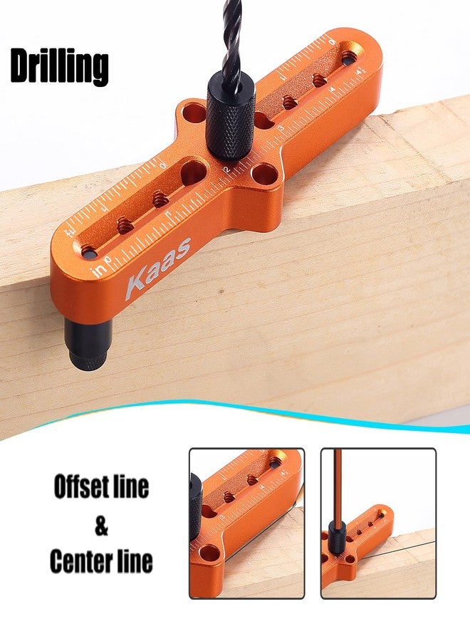 Kaas Self Centering Dowel Jig Kit - Premium Woodworking Tool with Line Scriber Center Finder - Drill Guide for Precise Straight Holes - Includes 1/4", 5/16", 3/8" Bit Guides for Hand Drills - Image 2