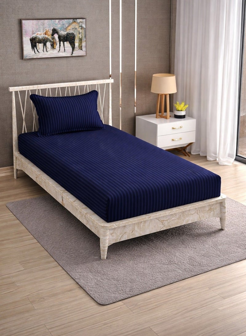 AURIO Premium Single Size Fitted Bedsheet with 1 Pillowcase – Modern Design & Pattern – Deep Pocket (90x200+25 cm, 36x78+10 inch) Soft, Breathable Microfiber Bedding for Kids & Guest Rooms - Image 1