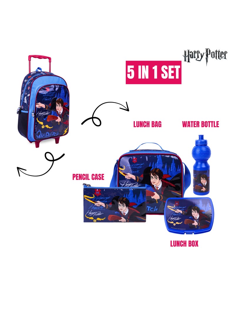 Warner Bros. Harry Potter Golden Snitch 5In1 Trolley Box Set 18" I Trolley I Lunch Bag I Water Bottle I Pencil Case I Lunch Box I Packaging - Image 5