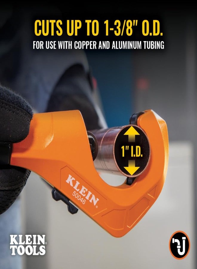 Klein Tools 50046 Constant Swing Tubing Cutter for Copper and Aluminum, 1/8 to 1 3/8-Inch O.D. with Deburring Tool and Replacement Blade - Image 2