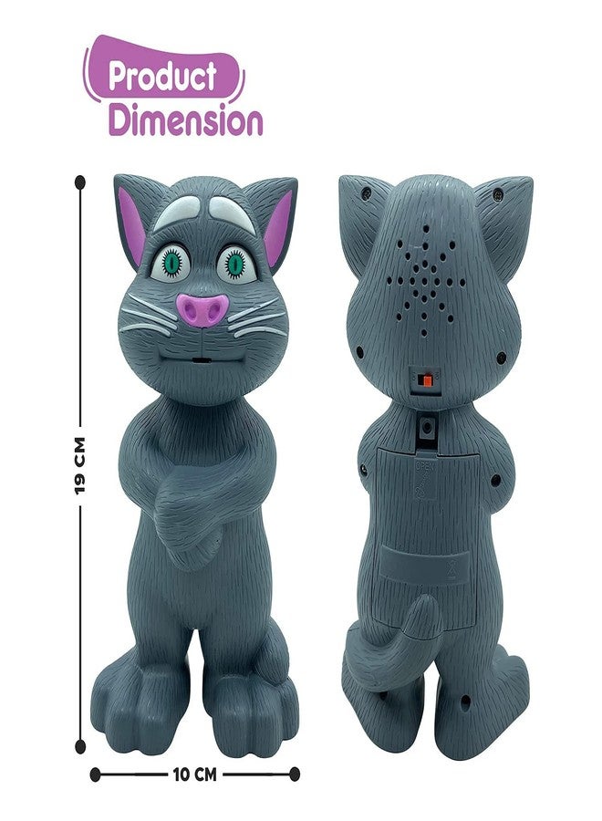 NHR Intelligent Talking Tom Cat, Speaking Robot Cat Repeats What You Say, Touch Recording Rhymes and Songs, Musical Cat Toy for Kids (3+ Years, Grey) - Image 5