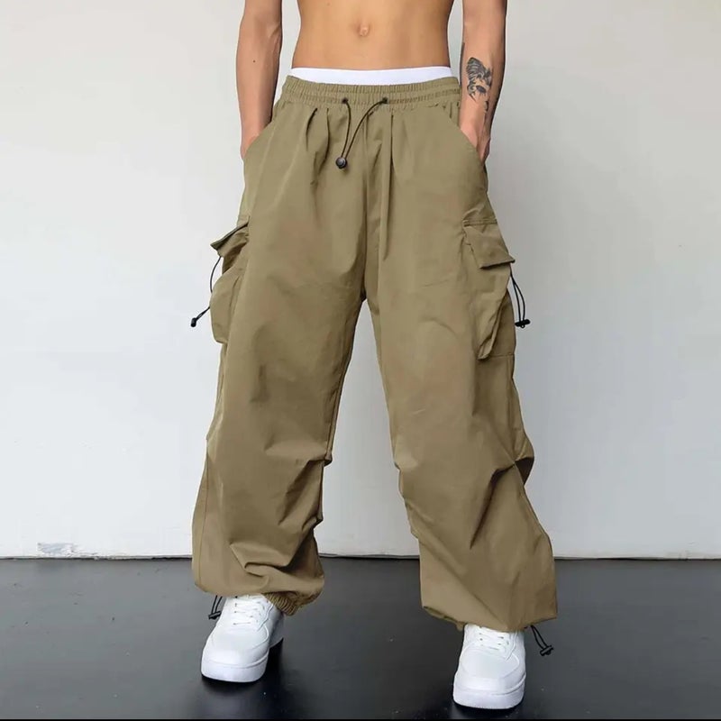 Design Sense High Street Overalls For Women Loose Straight Wide Leg Large Pocket Casual Retro Ankle-Tied Pants Fashion