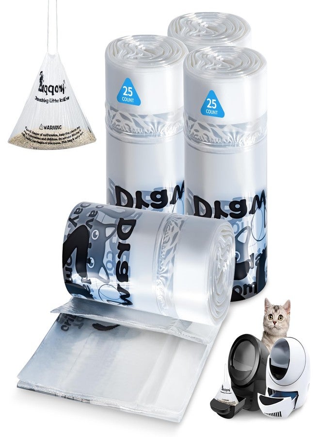 أكياس نفايات صندوق فضلات القطط، 100 كيس - متوافقة مع روبوتات Litter Robot 4 و3، أكياس نفايات برباط مانعة للتسرب، تصميم شفاف مفصول مسبقًا (25.8 بوصة × 21 بوصة)، للتحكم في الروائح - Image 1