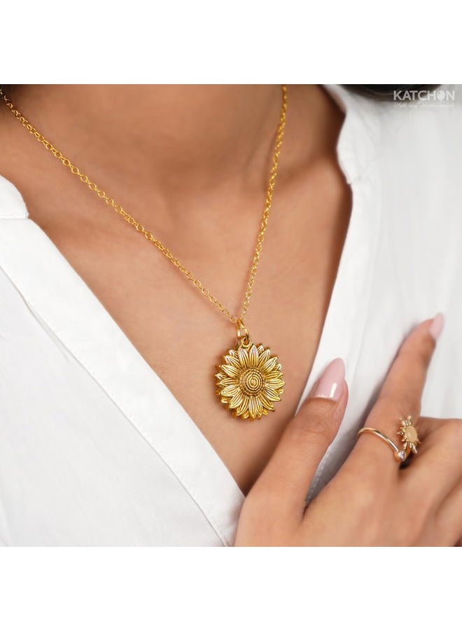 KATCHON , Sunflower Necklace for Women & Girls – You Are My Sunshine, Hidden Message Pendant, Stainless Steel Gold Chain, Inspirational Jewelry Gift for Daughter, Mom, Friend, Birthday & Anniversary - Image 4