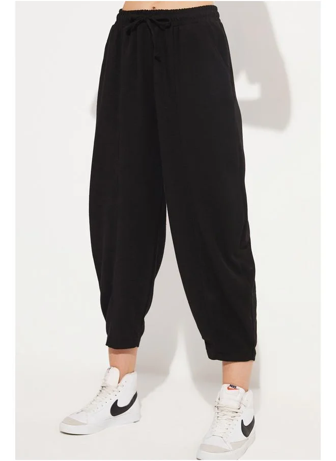 JUNE June Elastic Waist Viscose Trouser Black