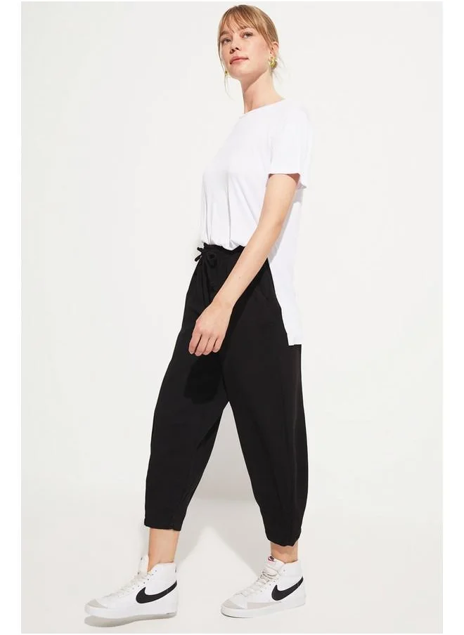 JUNE June Elastic Waist Viscose Trouser Black