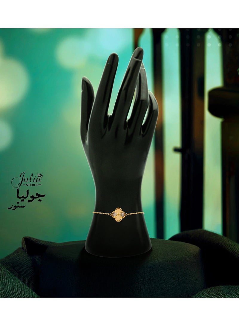 Julia Store 18K Gold Plated Stainless Steel Fashion Luxury Four Leaf Clover Bangle for Women Jewelry Bracelets Gifts for Women - Gold - Image 5