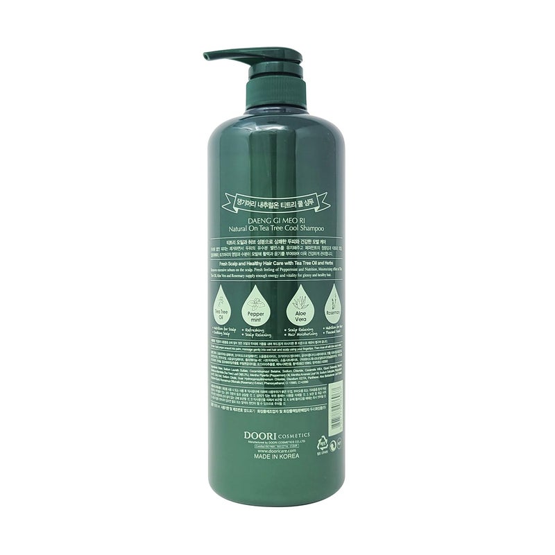 Daeng Gi Meo Ri-Tea Tree Cool Shampoo, Tea Tree Oil and Aloe Vera Extracts give a Refreshing Feeling to Oily Hair, Moisture to Dry Hair, Soft and Mild Cleansing Effect, 1000ml - Image 1