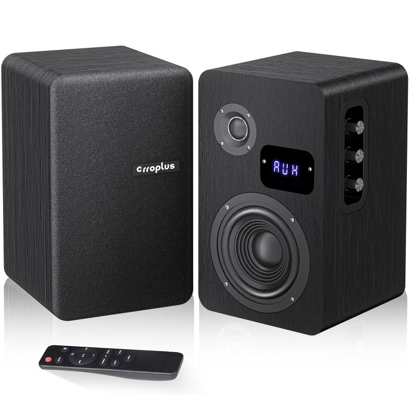 Orroplus Active Bookshelf Speakers, 80W Powered TV Speakers Wired with 4 Inch Woofer, Vinyl Record Player Speakers With Optical/ARC/RCA/AUX/BT Input, HiFi Home Stereo Speakers for Turntable Desktop PC - Image 1