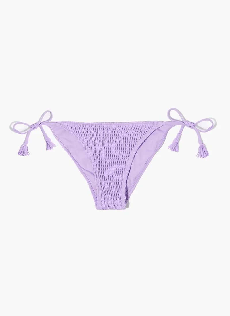 Matalan Lilac Shirred Tie Side Bikini Bottoms