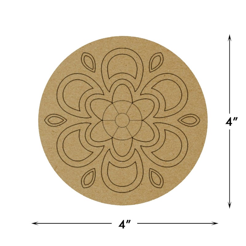 PICRAZEE DIY Engineered Pine MDF Pre-Marked 12 Round Plates Size 4x4 inch and 5.5 mm Thickness– Ideal for Art and Craft, Resin Art, Decoupage, and DIY Projects - Image 2