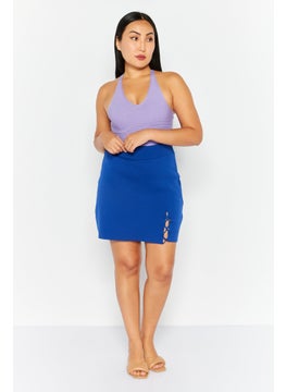 Mohito Women Textured Mini Skirt, Blue  - Image 2