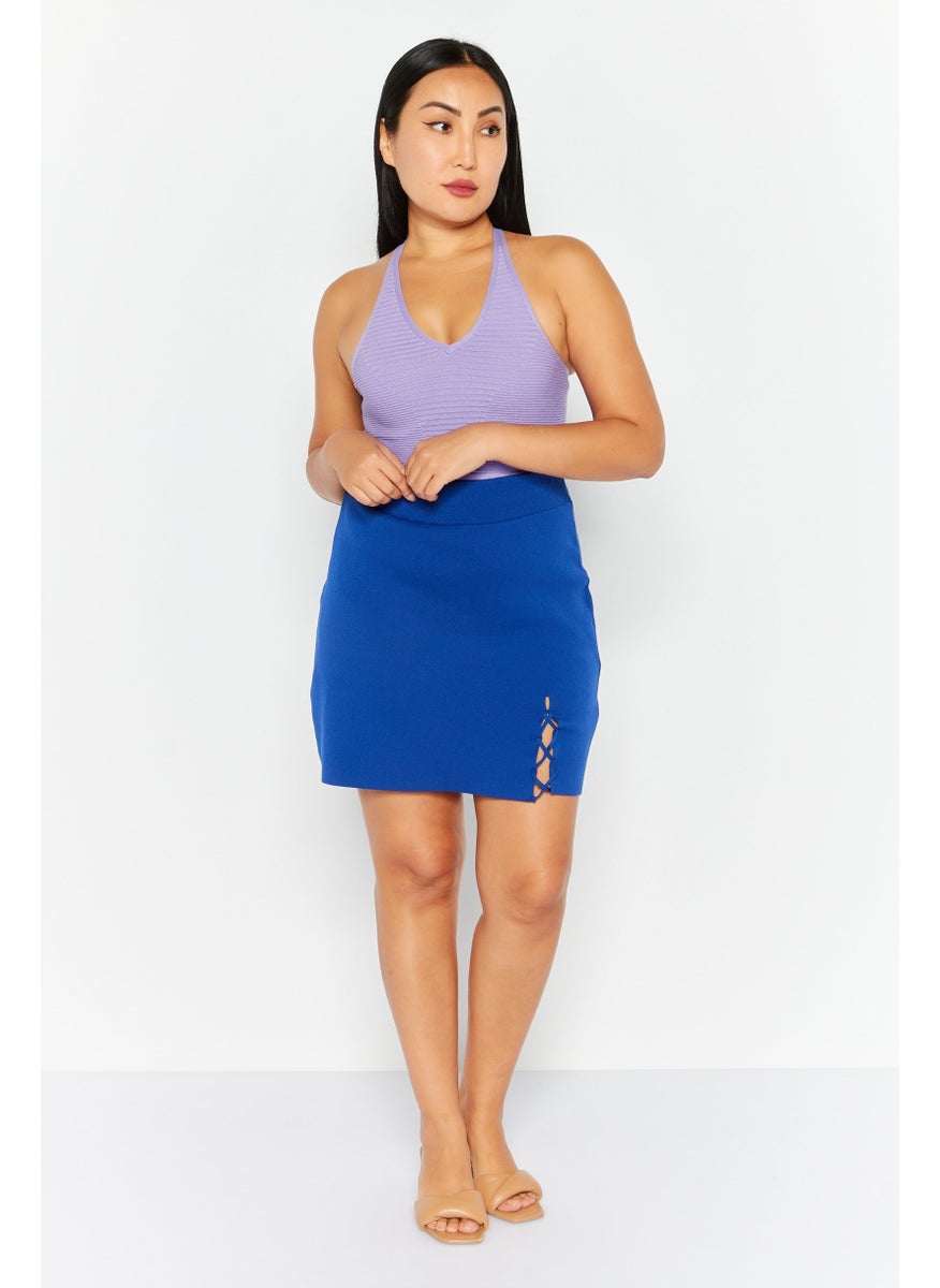 Mohito Women Textured Mini Skirt, Blue  - Image 2