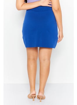 Mohito Women Textured Mini Skirt, Blue  - Image 4