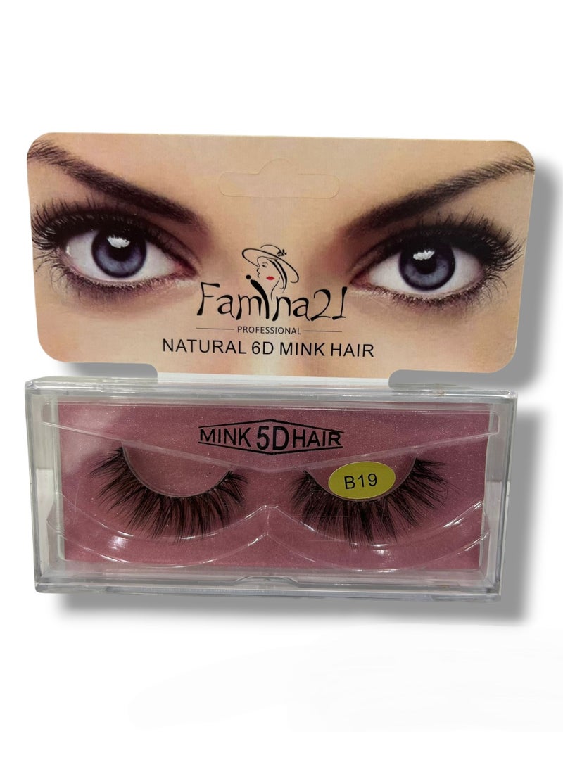 Famina21 Natural 6D/5D Mink Hair Eyelashes - Set of 30 Models (B19)