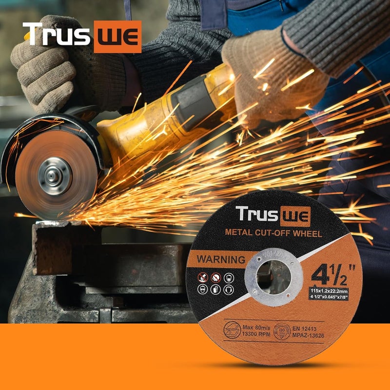 Truswe 4 1/2" Cut Off Wheel - 27 Pack 4 1/2"x0.045"x7/8" Cutting Wheel Ultra Thin Cut-Off Disc Metal & Stainless Steel Cutting Disc for Angle Grinder - Image 4
