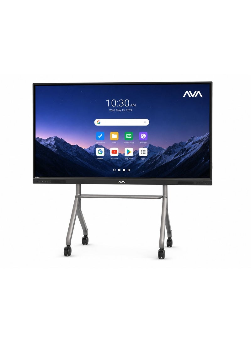AVA 75 Inch Interactive Flat Panel Smart Board 4K UHD 3840x2160, Android 14, 48MP Camera, 8-Mic Array, 20-Point Touch, WiFi 6, Bluetooth 5.4, Anti-Glare Whiteboard Display - Image 2