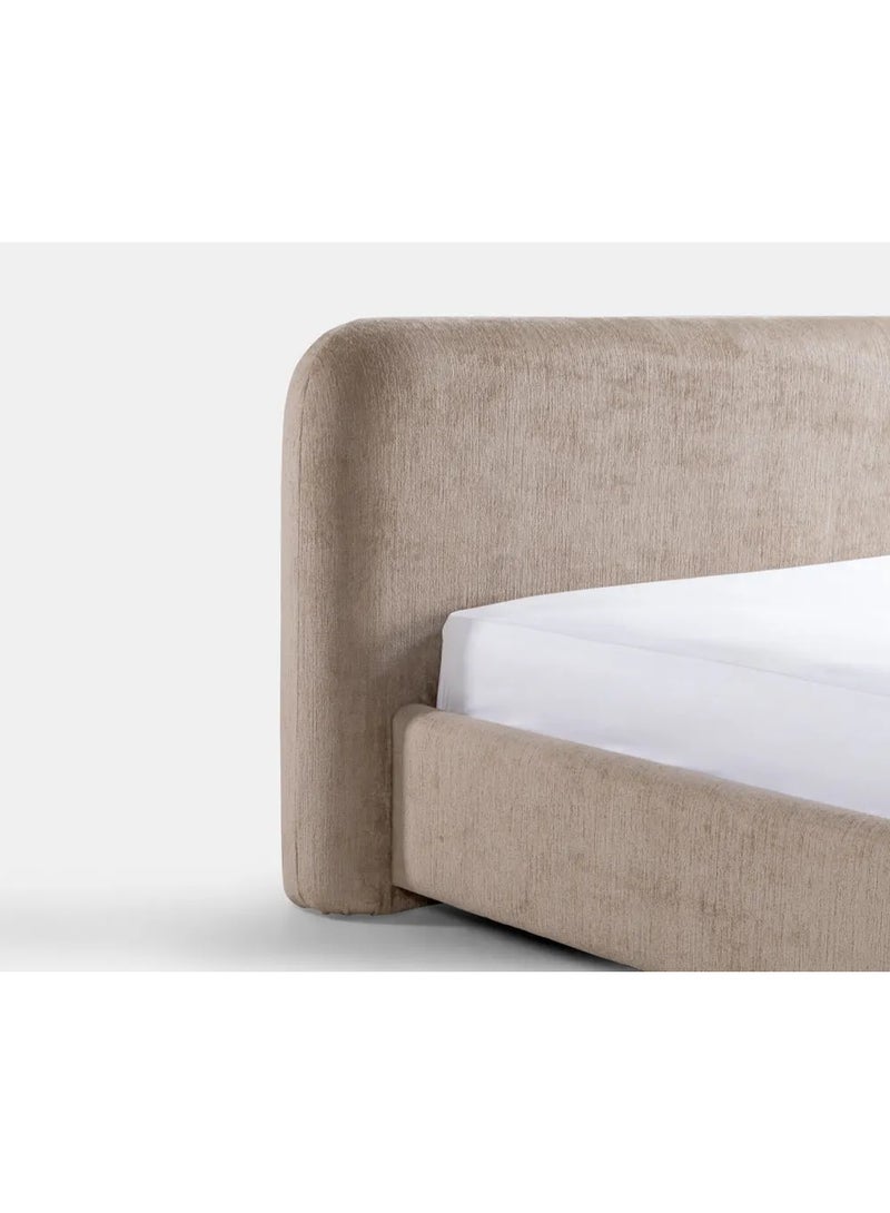 SAPSA BEDDING Dolly Bed Upholstered Fabric Bed with Solid Wood Frame and Foam Padding Beige - Image 5