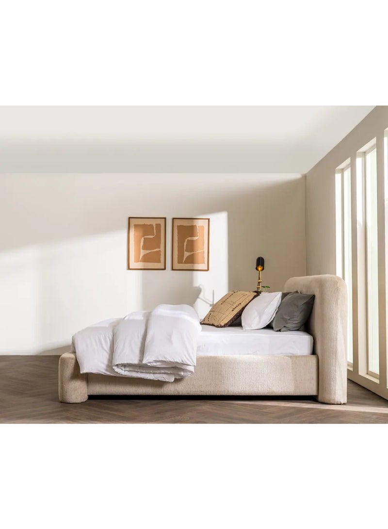 SAPSA BEDDING Dolly Bed Upholstered Fabric Bed with Solid Wood Frame and Foam Padding Beige - Image 2