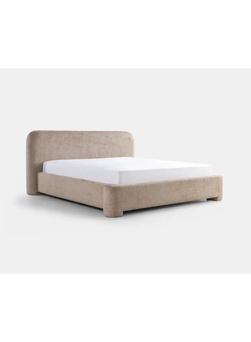 SAPSA BEDDING Dolly Bed Upholstered Fabric Bed with Solid Wood Frame and Foam Padding Beige - Image 3