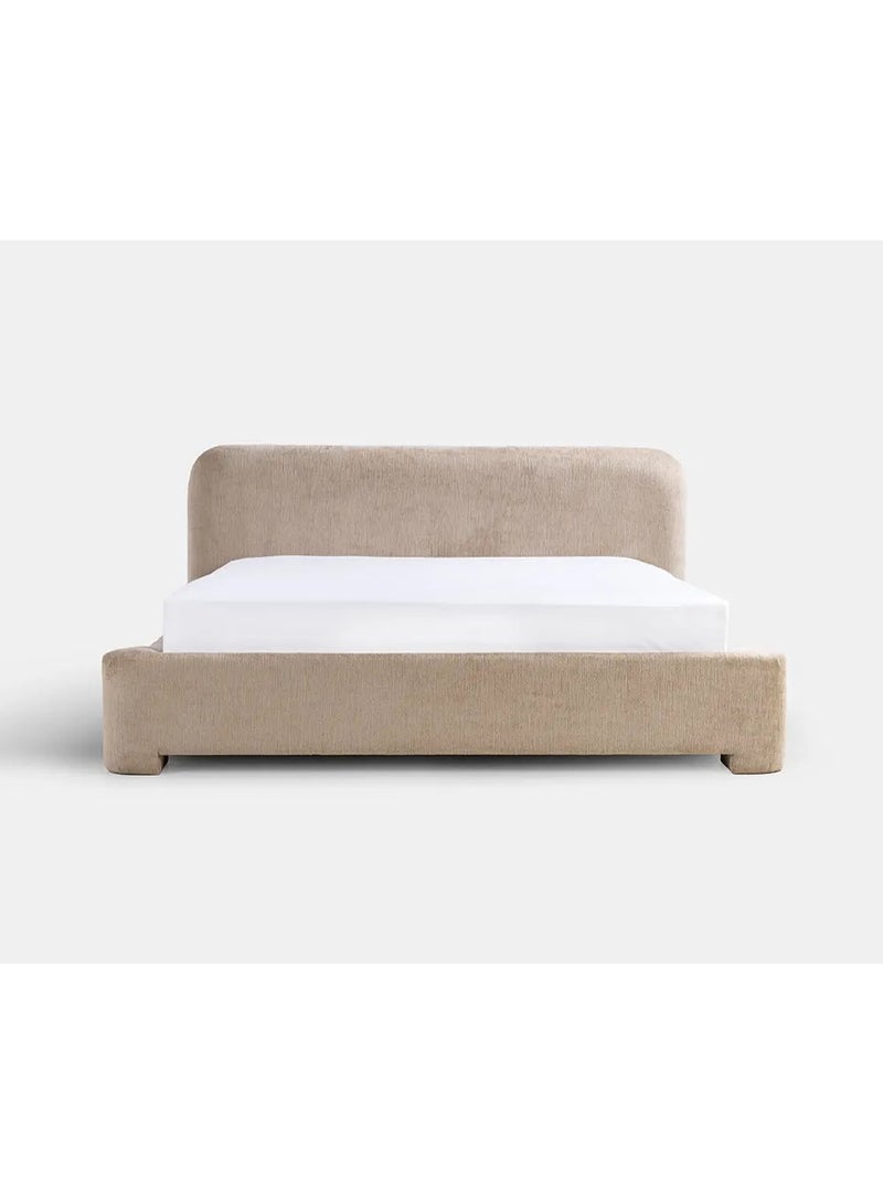 SAPSA BEDDING Dolly Bed Upholstered Fabric Bed with Solid Wood Frame and Foam Padding Beige - Image 1