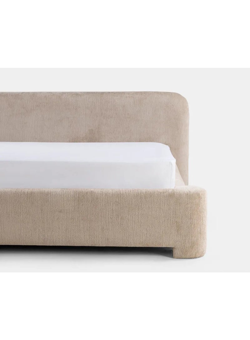 SAPSA BEDDING Dolly Bed Upholstered Fabric Bed with Solid Wood Frame and Foam Padding Beige - Image 4
