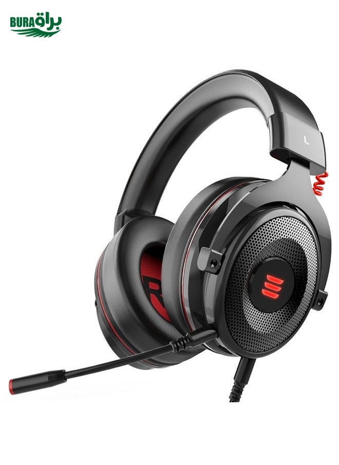 BURAQ EKSA E900 Pro 7.1 Gaming Wire-Controlled Head-mounted USB Luminous Gaming Headset with Microphone(Black)  - Image 1