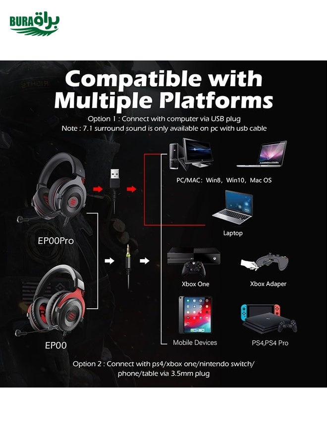 BURAQ EKSA E900 Pro 7.1 Gaming Wire-Controlled Head-mounted USB Luminous Gaming Headset with Microphone(Black)  - Image 4