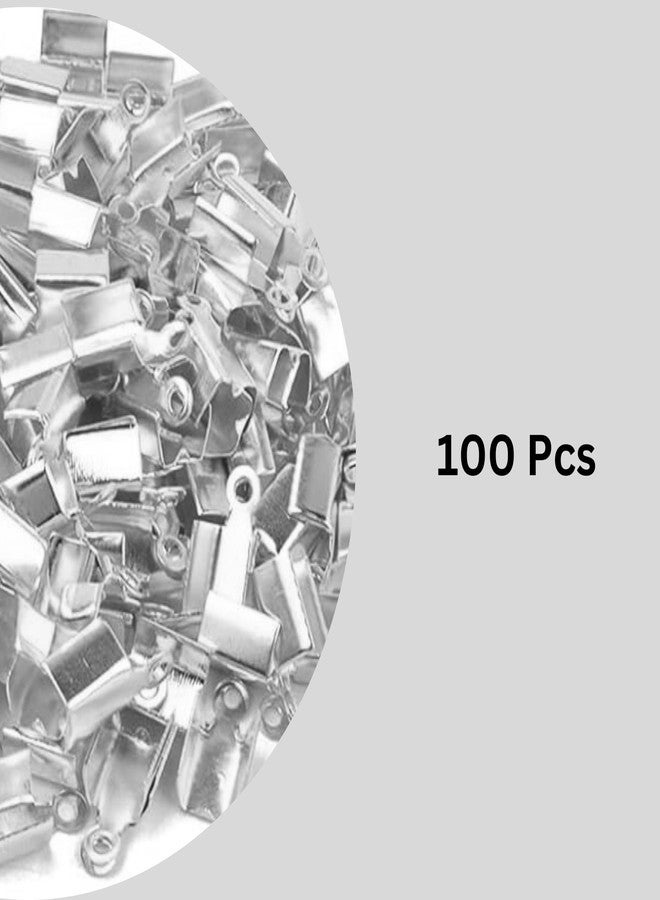 ST logo Fold Crimp Ends Silver Fold Over Crimps Cord Ends Leather Ribbon Ending Clasp Tips Crimp End Tips for Jewelry Making Jewelry Connector Components DIY Art & Crafts (100 Pcs Silver) - Image 4