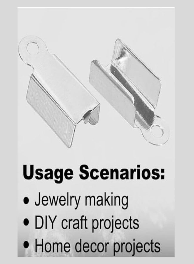 ST logo Fold Crimp Ends Silver Fold Over Crimps Cord Ends Leather Ribbon Ending Clasp Tips Crimp End Tips for Jewelry Making Jewelry Connector Components DIY Art & Crafts (100 Pcs Silver) - Image 3
