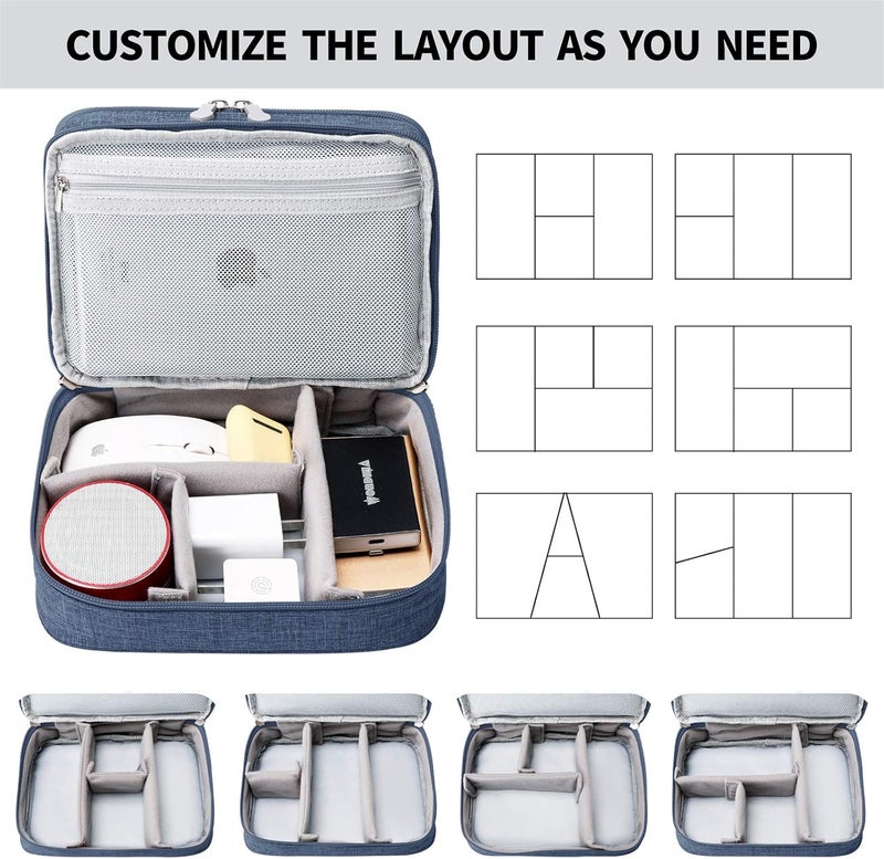 Lanola Travel Cable Organizer Bag, Electronic Accessories Case Portable Double Layer Cable Storage Bag for Cord,phone,Charger, Flash Drive, Phone, SD Card,Personal Items - (Dark Blue) - Image 4