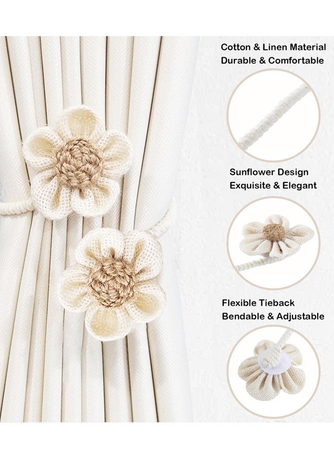2 Pack Rope Curtain Tiebacks | Sunflower Curtain Tieback Boho | Accessories Wall Decoration for Home Office - Image 3