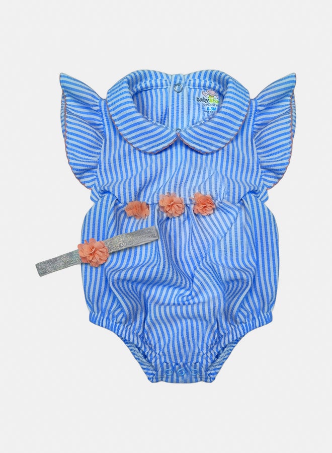 BabyShoora Baby Girl Summer Flutter Sleeves Romper - Image 1